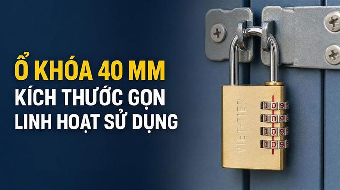 Ổ khóa số xoay đồng 40 mm Việt-Tiệp 13131 Màu Vàng đồng