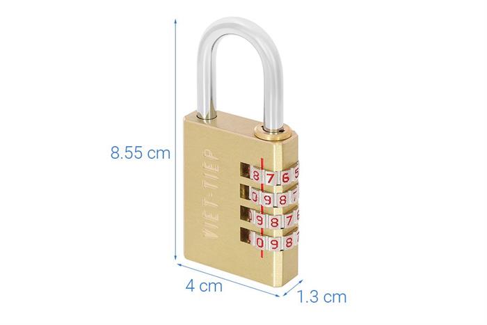 Ổ khóa số xoay đồng 40 mm Việt-Tiệp 13131 Màu Vàng đồng