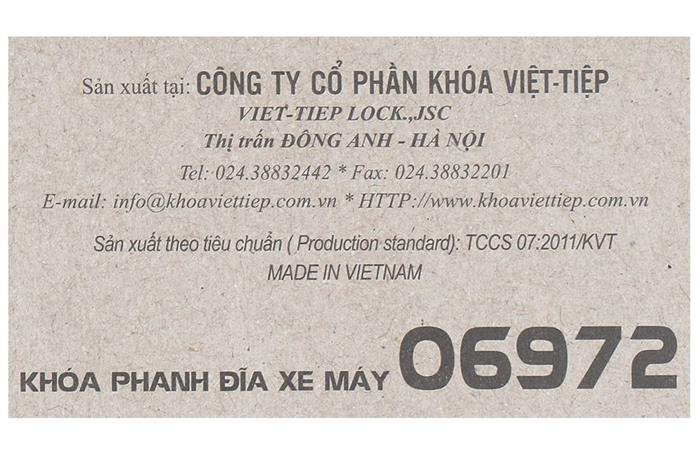Ổ khóa phanh đĩa kẽm 50 mm Việt-Tiệp 06972 Màu Bạc