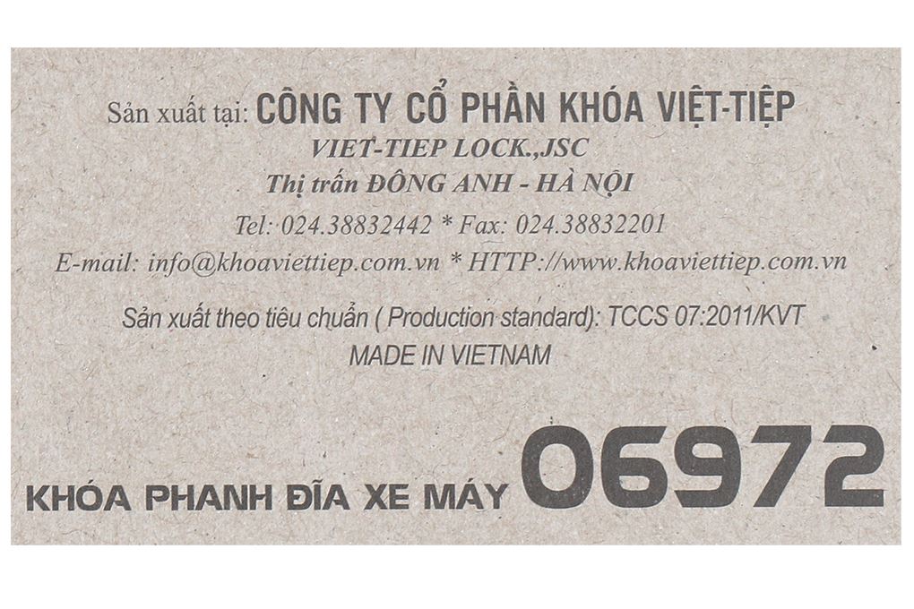 Ổ khóa phanh đĩa kẽm 50 mm Việt-Tiệp 06972 Màu Bạc