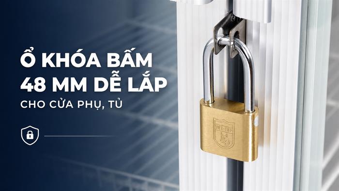 Ổ khóa bấm đồng 48 mm Việt-Tiệp 01524 Màu Vàng đồng