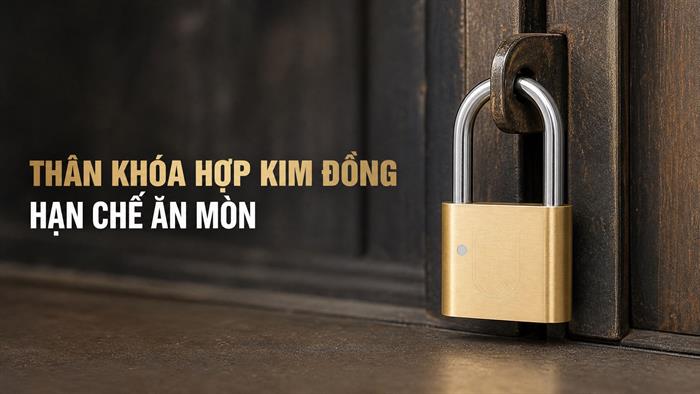Ổ khóa bấm đồng 48 mm Việt-Tiệp 01524 Màu Vàng đồng