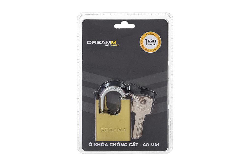 Ổ khóa chống cắt hợp kim kẽm 40 mm Dreamm Màu Vàng đồng
