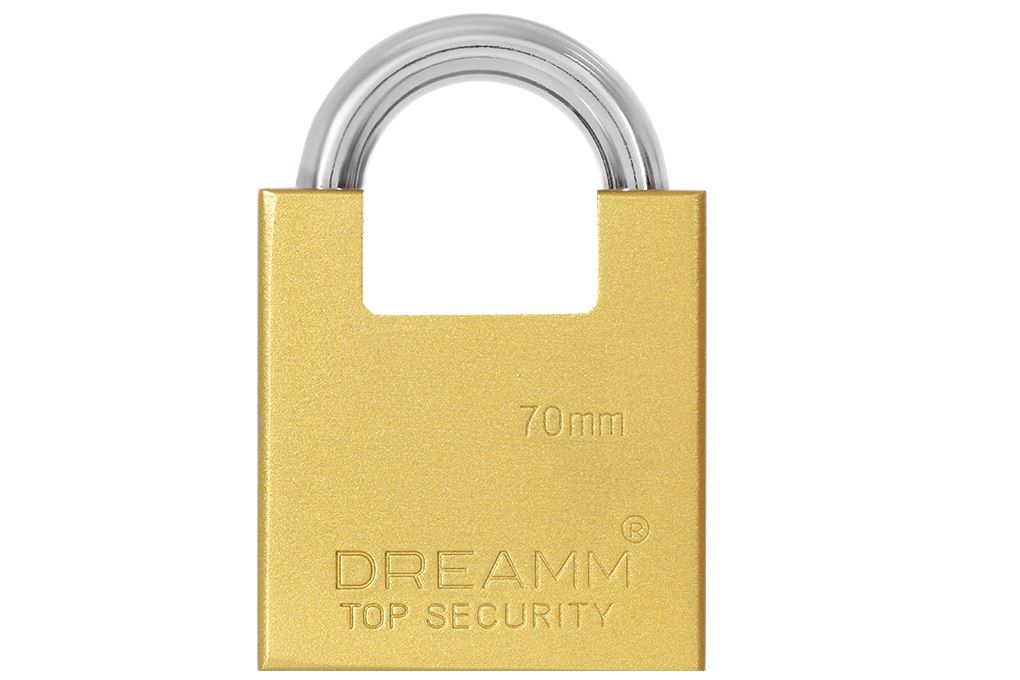 Ổ khóa chống cắt hợp kim kẽm 70 mm Dreamm Màu Vàng đồng