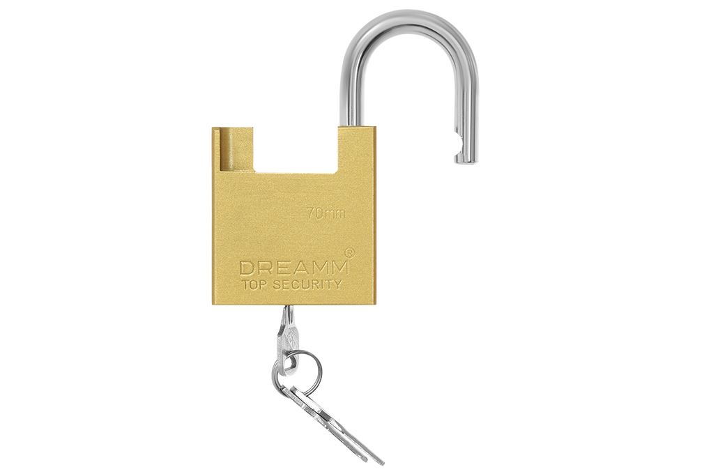 Ổ khóa chống cắt hợp kim kẽm 70 mm Dreamm Màu Vàng đồng