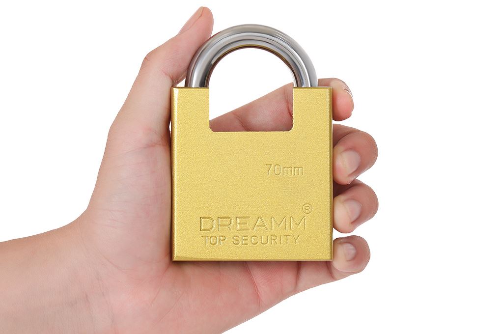Ổ khóa chống cắt hợp kim kẽm 70 mm Dreamm Màu Vàng đồng