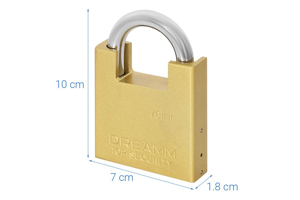 Ổ khóa chống cắt hợp kim kẽm 70 mm Dreamm Màu Vàng đồng