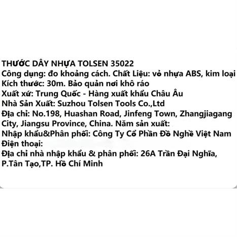 Thước đo dây nhựa Tolsen 35022 30m