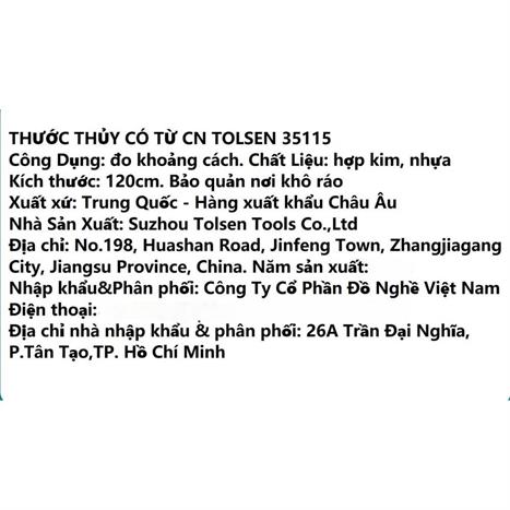Thước thuỷ Tolsen 35115 1.2 m Màu Đen - Vàng