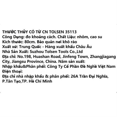 Thước thuỷ Tolsen 35113 0.8 m