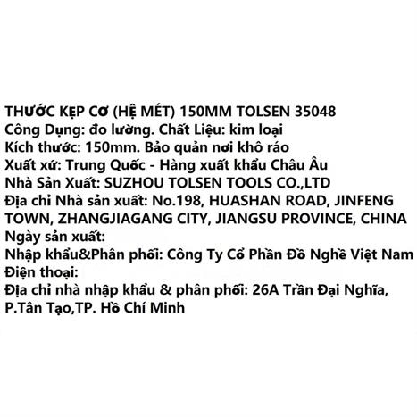 Thước kẹp Tolsen 35048 0.15 m