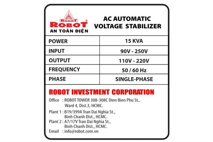 Ổn áp Robot 1 pha 15KVA 90 Màu Xám