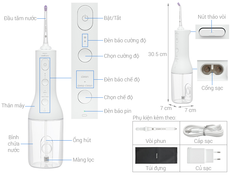 Máy tăm nước cầm tay Philips HX3826/31