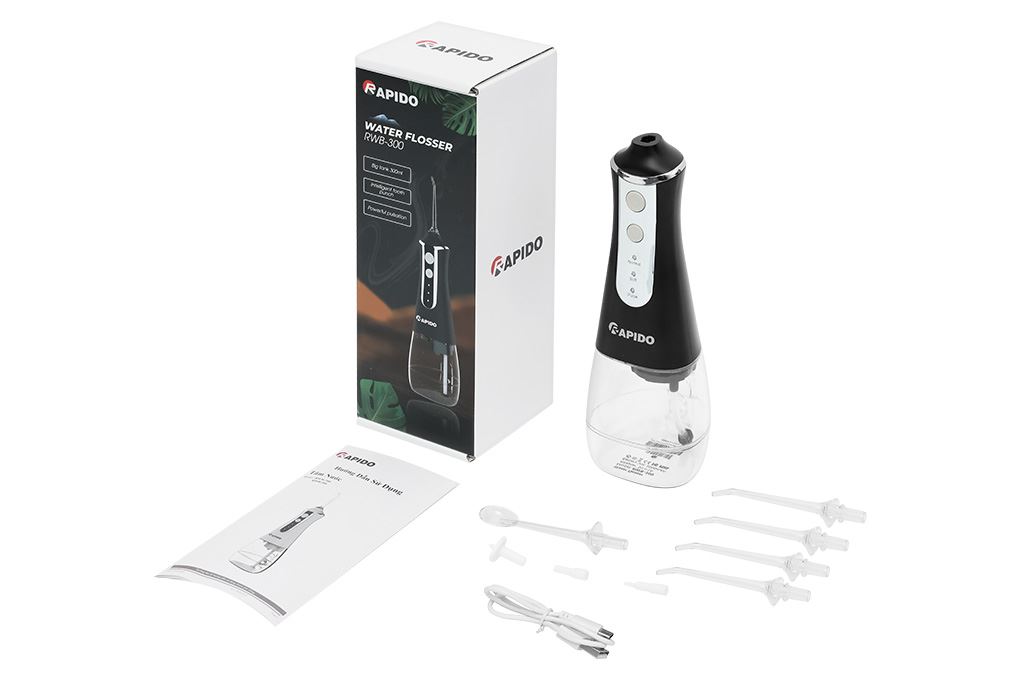 Máy tăm nước cầm tay Rapido RWB-300 Màu Đen