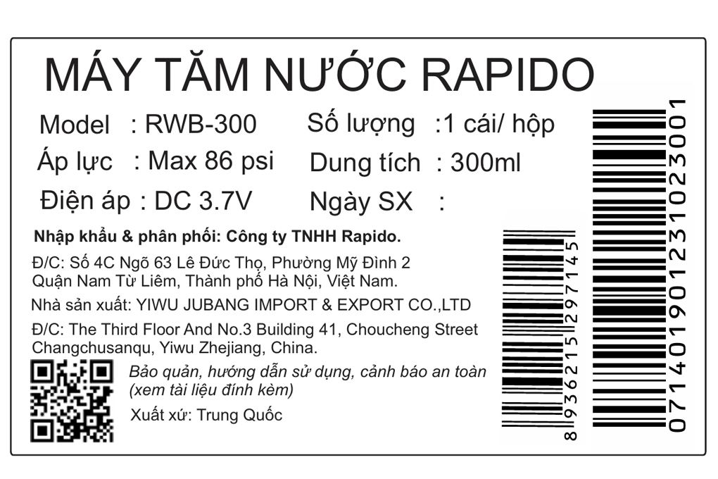 Máy tăm nước cầm tay Rapido RWB-300 - 10