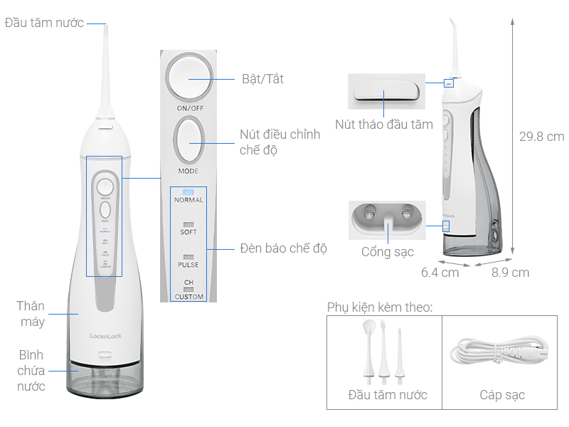 Máy tăm nước cầm tay Lock&Lock ENR166GRY