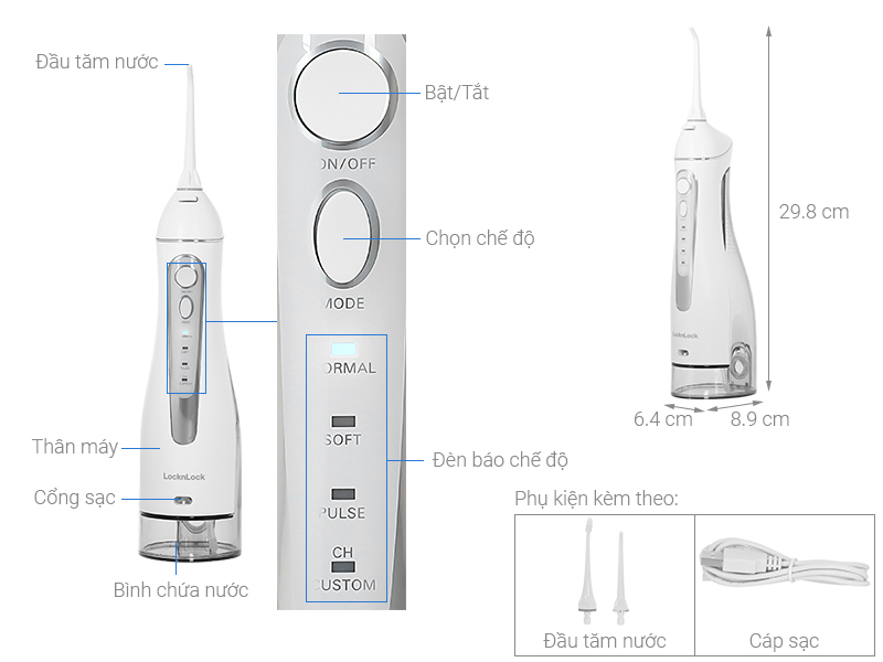Máy tăm nước cầm tay Lock&Lock ENR166GRY