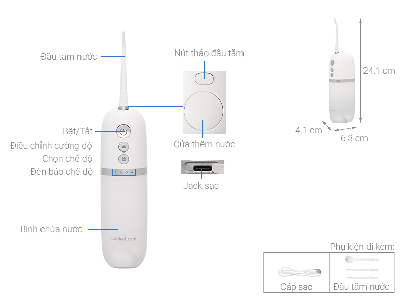 Máy tăm nước cầm tay Lock&Lock ENR146WHT