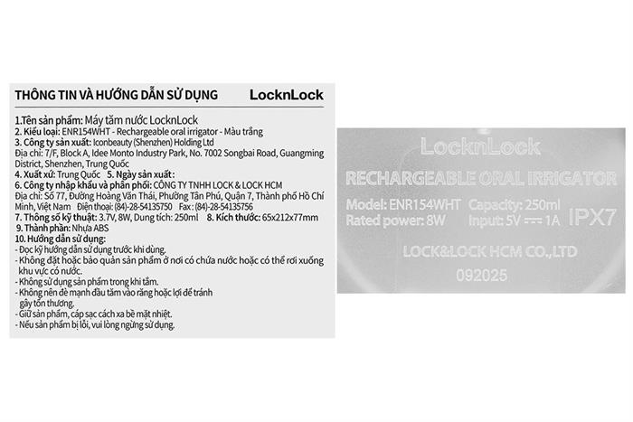 Máy tăm nước cầm tay Lock&Lock ENR154WHT Màu Trắng