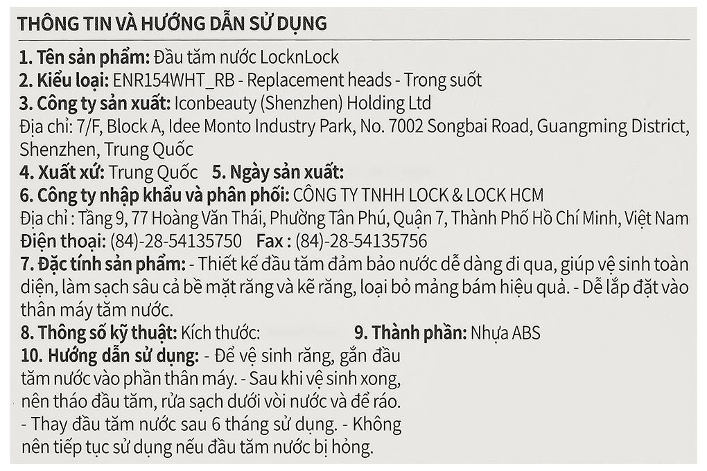 Bộ 4 đầu tăm nước Lock&Lock ENR154WHT_RB - 11