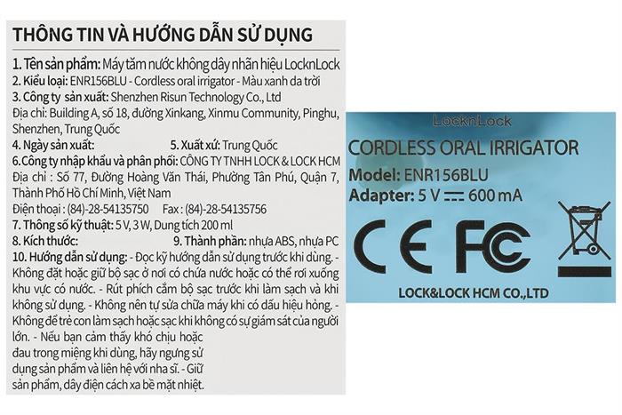 Máy tăm nước cầm tay Lock&Lock ENR156BLU Màu Xanh