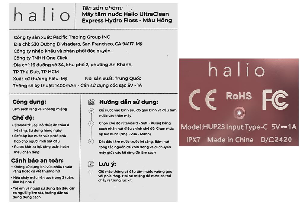 Máy tăm nước Halio UltraClean Express Hydro Floss Muted Rose Màu Hồng