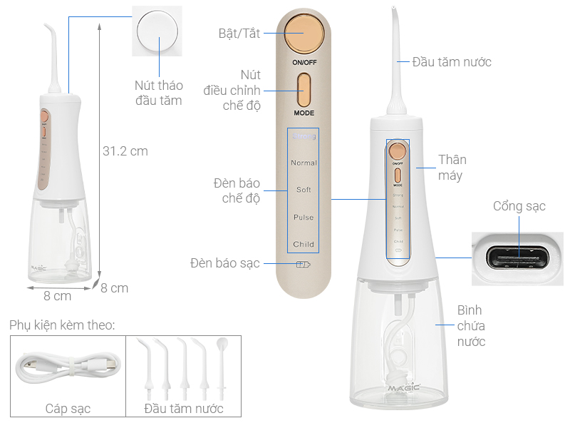 Máy tăm nước cầm tay Magic Eco PRO-82