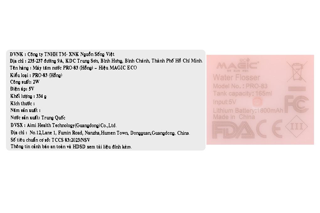 Máy tăm nước cầm tay Magic Eco PRO-83 - Hồng Màu Hồng