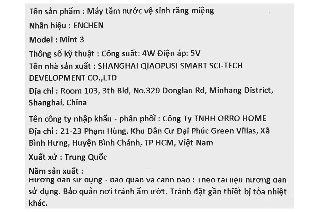 Máy tăm nước cầm tay Enchen Mint 3 - Xanh bạc hà - 15