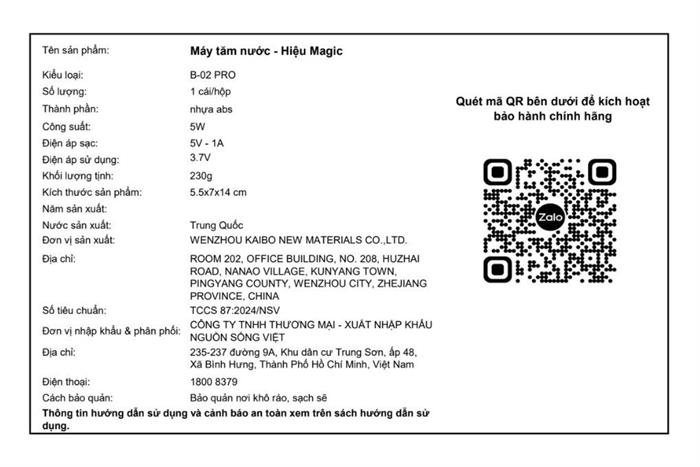 Máy tăm nước cầm tay Magic B-02 Pro Màu Trắng