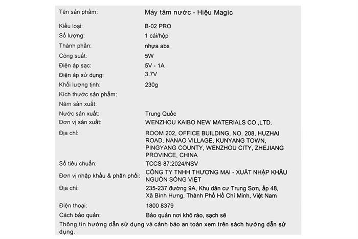 Máy tăm nước cầm tay Magic B-02 Pro Màu Trắng