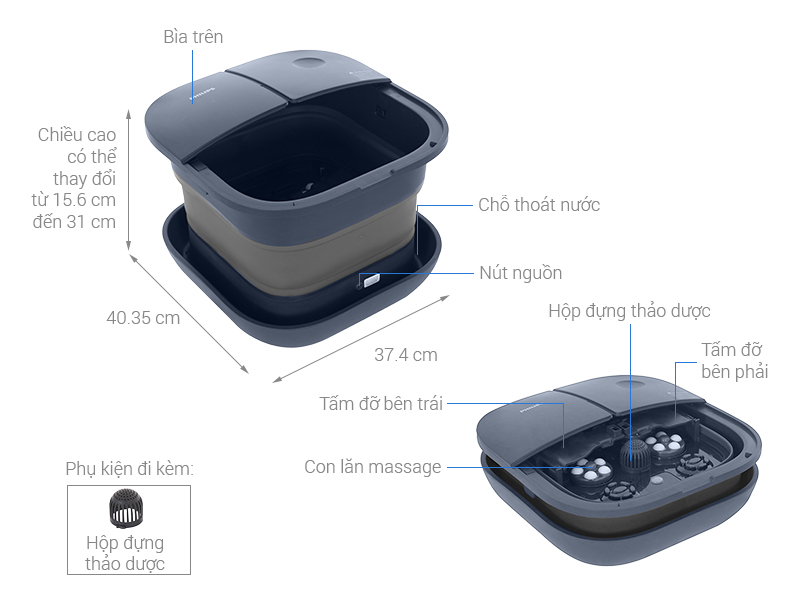 Bồn ngâm massage chân Philips PPM6504