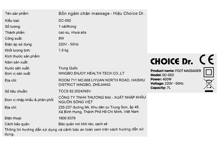 Bồn ngâm massage chân Choice Dr DC-002 Màu Kem