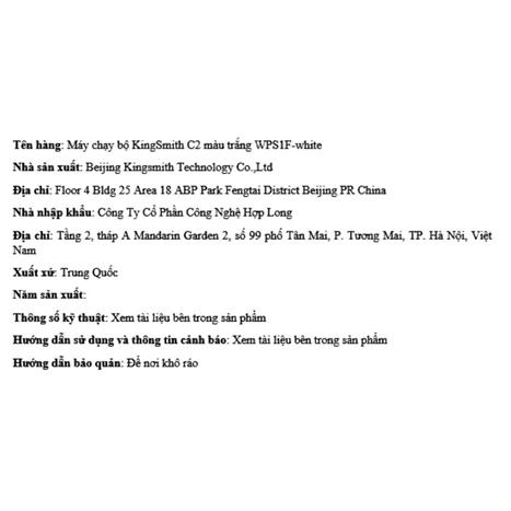 Máy chạy bộ KingSmith C2 WPS1F Trắng Màu Trắng