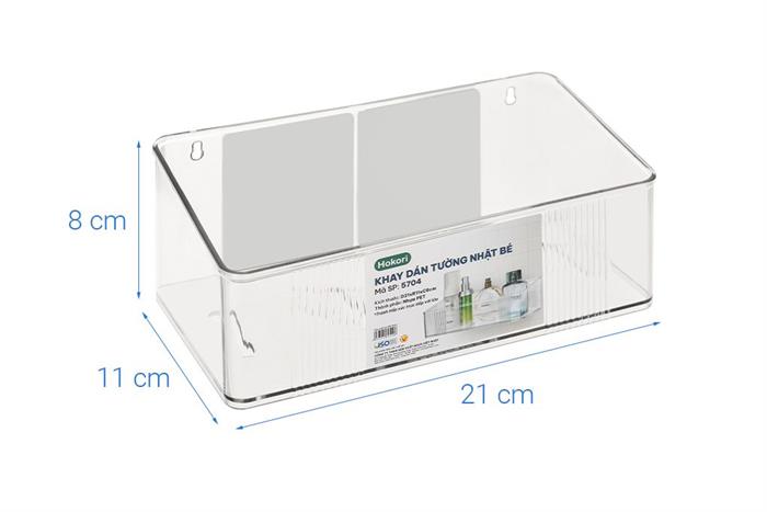 Khay dán tường chữ nhật nhựa nhỏ Tadahome Hokori 5704 Màu Trắng