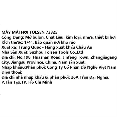 Máy mài hơi Tolsen 73325 Màu Đen - Vàng
