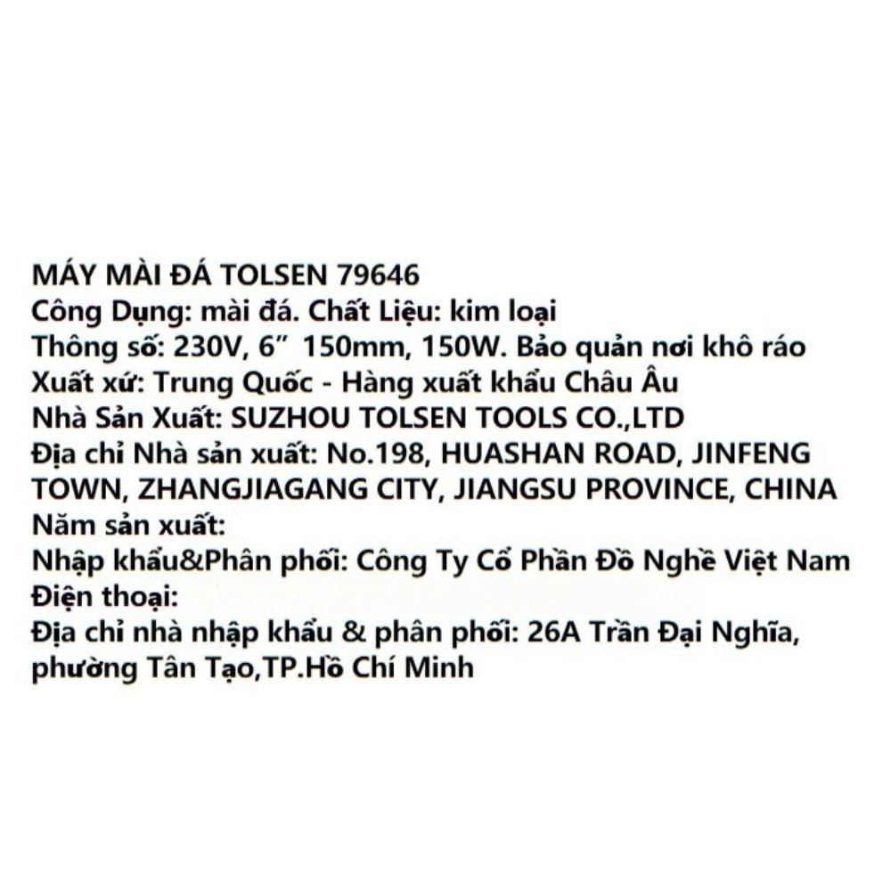 Máy mài đá Tolsen 150W 79646 Màu Đen - Vàng