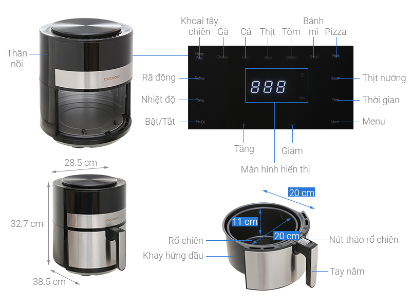 Nồi chiên không dầu Cuckoo 4.7 lít CAF-F0410T