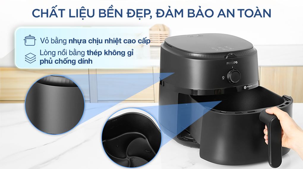 Nồi chiên không dầu Philips NA130/00 6.2 lít - Chất liệu