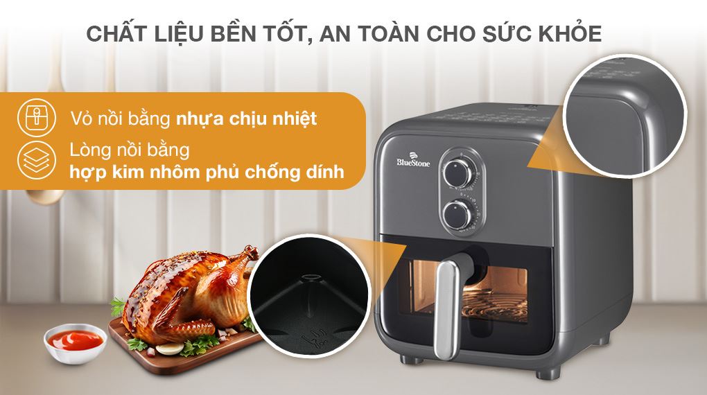 Nồi chiên không dầu BlueStone AFB-5858 7 lít - Thiết kế, chất liệu Nồi chiên không dầu BlueStone AFB-5858 7 lít - Thiết kế, chất liệu
