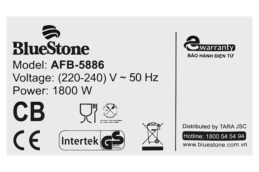 Nồi chiên không dầu BlueStone 9 lít AFB-5886 Màu Bạc
