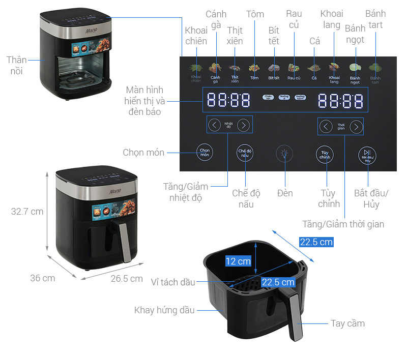 Nồi chiên không dầu Sunhouse Mama SHD4092 6.5 lít
