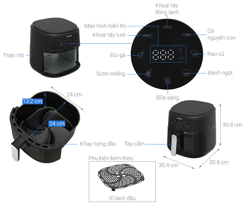 Nồi chiên không dầu Philips 6.2 lít NA231/00