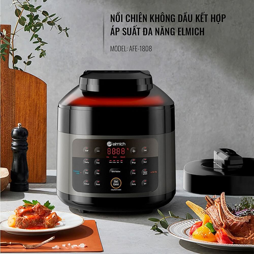 Nồi chiên không dầu kết hợp áp suất Elmich 4 lít AFE-1808 Màu Đen