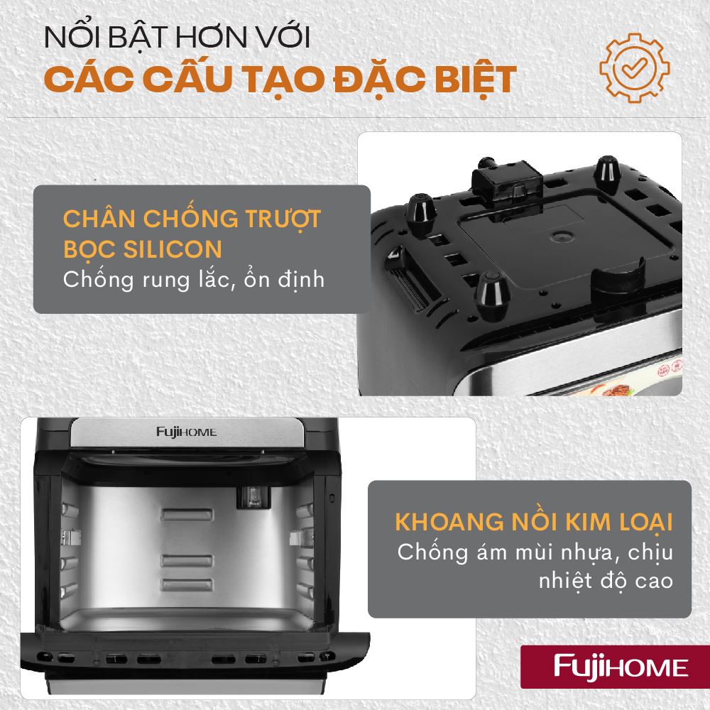 Nồi chiên không dầu FUJIHOME 12 lít A12DB Màu Đen