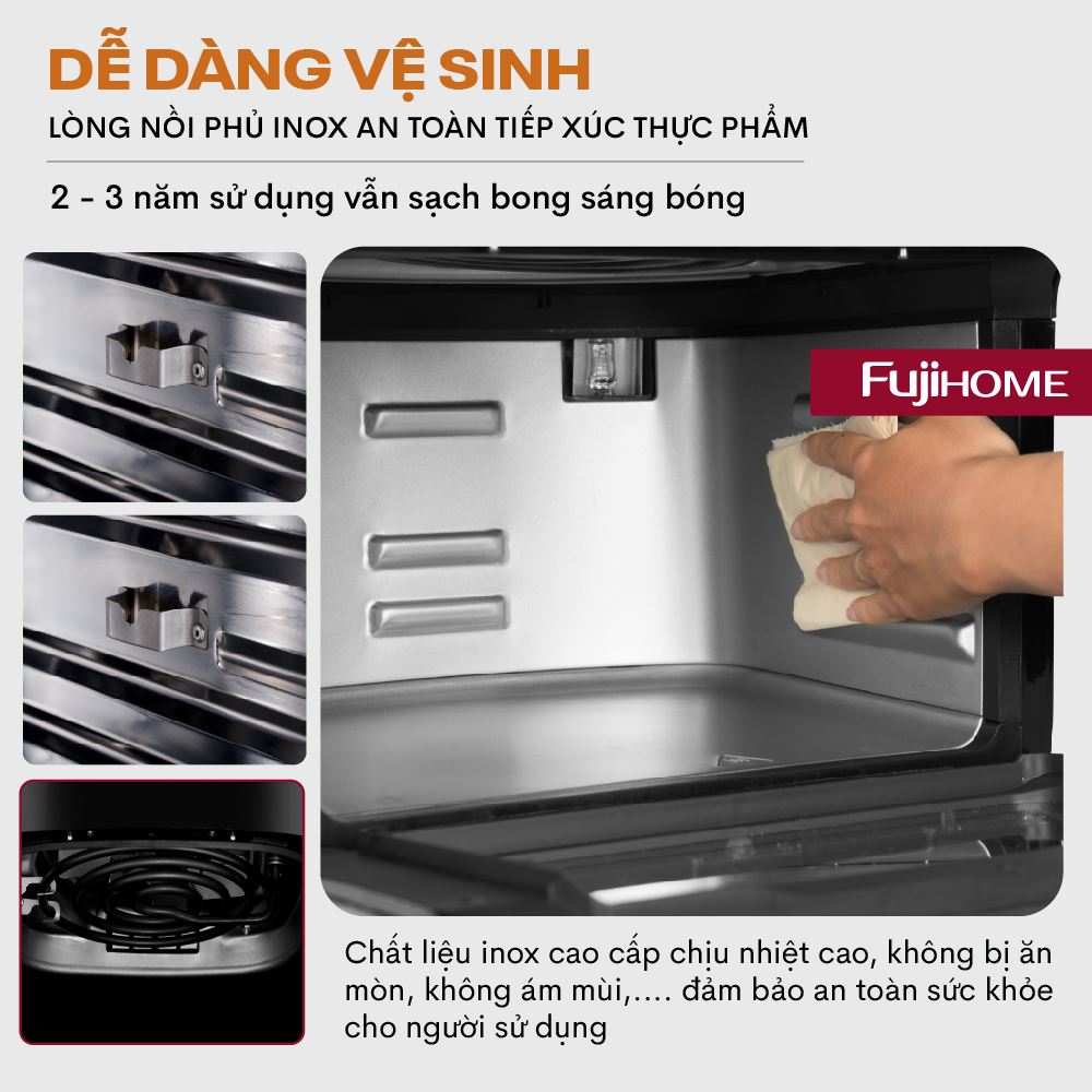 Nồi chiên không dầu FUJIHOME 12 lít A12DB Màu Đen