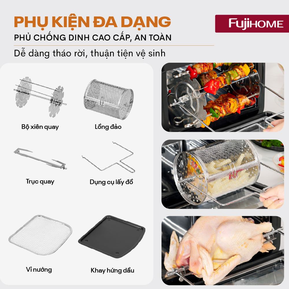 Nồi chiên không dầu FUJIHOME 12 lít A12DB Màu Đen