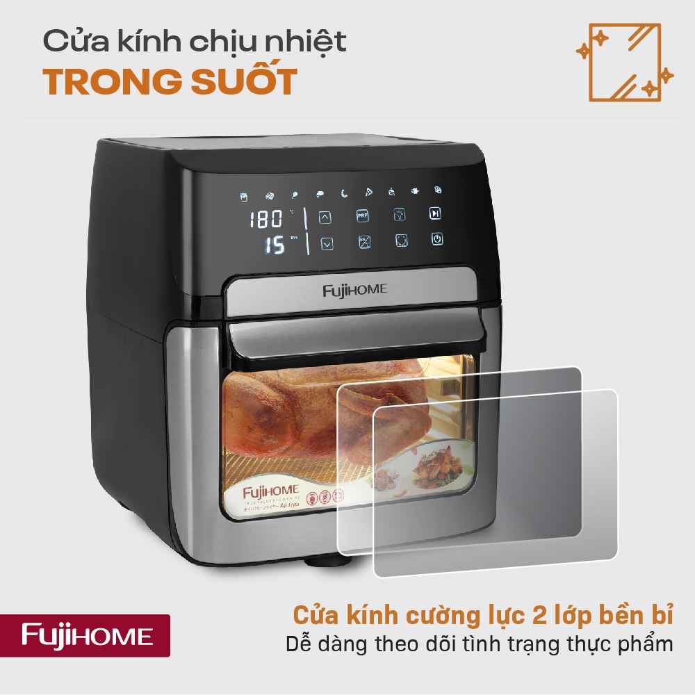 Nồi chiên không dầu FUJIHOME 12 lít A12DB Màu Đen