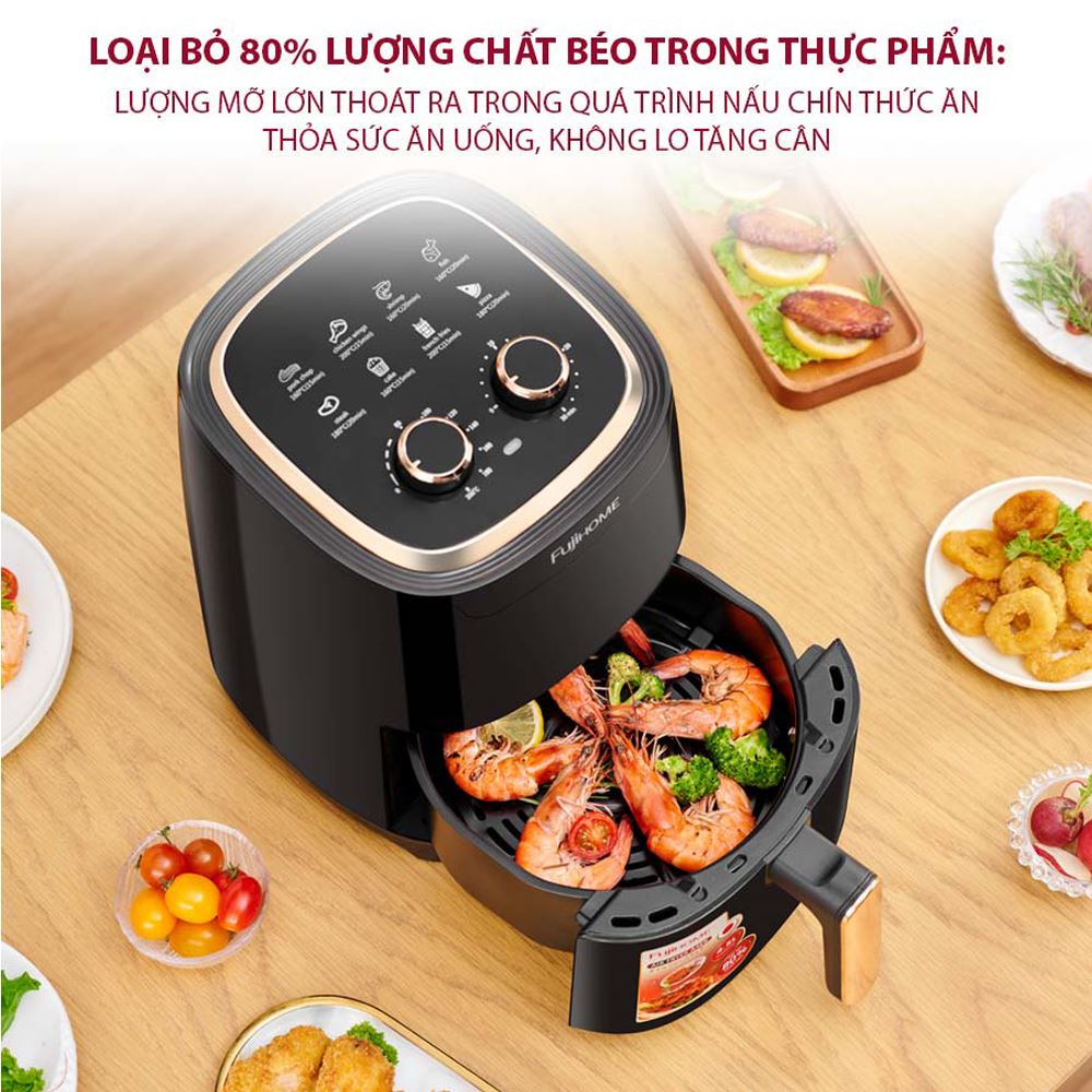 Nồi chiên không dầu FUJIHOME 4.5 lít A4EB Màu Đen