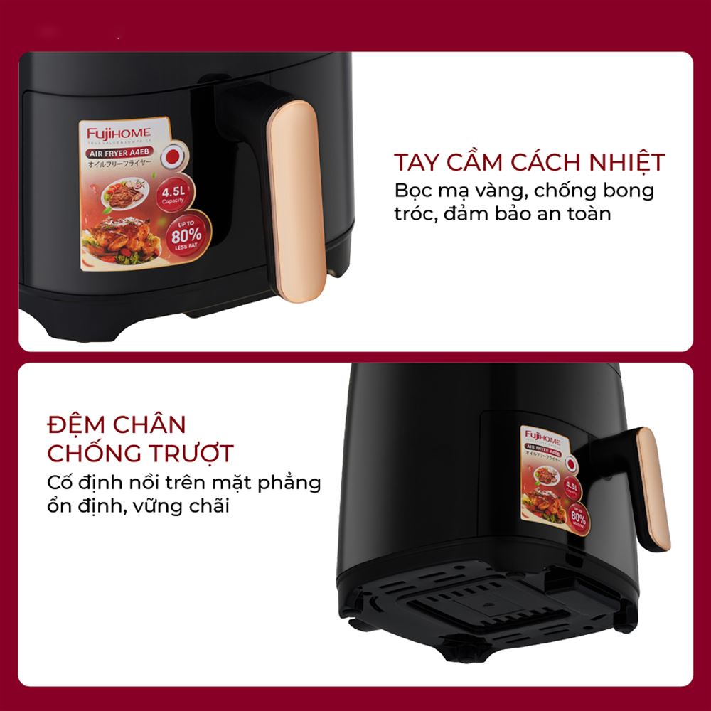 Nồi chiên không dầu FUJIHOME 4.5 lít A4EB Màu Đen